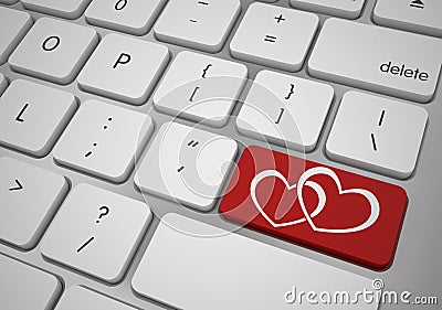 Online love button valentines day concept Stock Photo