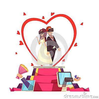 Online Love Wedding Composition Vector Illustration