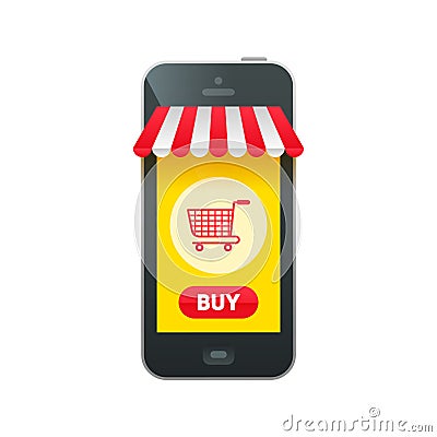 Online market in smartphone icon Stock Photo