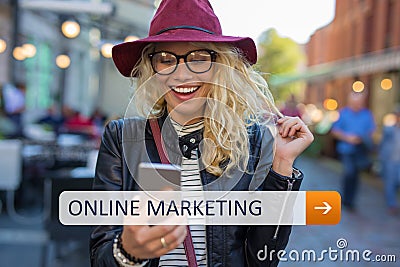 Online marketing app on the phone Stock Photo