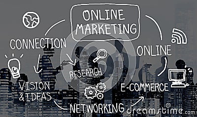 Online Marketing Digital Networking Strategy Vision Concept Stock Photo