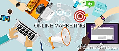 Online Marketing Promotion Branding ads web Vector Illustration