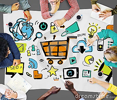 Online Marketing Strategy Branding Commerce Advertising Concept Stock Photo