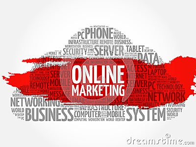 Online marketing word cloud Stock Photo