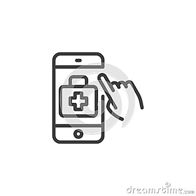 Online medical assistance line icon Vector Illustration