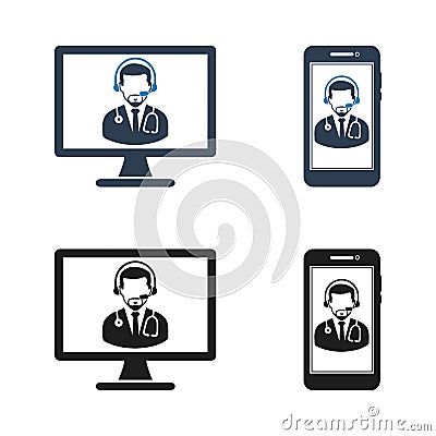 Online medical consultant icon. Vector Illustration