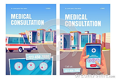 Online medical consultation application, service Vector Illustration