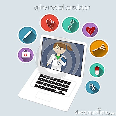 Online Medical Consultation Vector Illustration