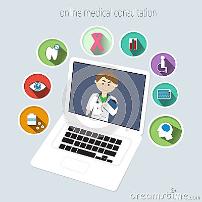 Online Medical Consultation Vector Illustration