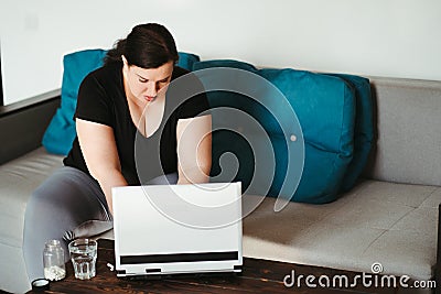 Woman looking for medicals prescription online Stock Photo