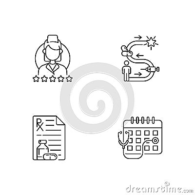 Online medical service linear icons set Vector Illustration