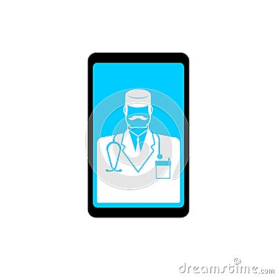 Online medicine. doctor conducts an appointment via Internet. Doctor visit on computer Vector Illustration