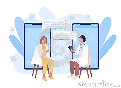 Online meeting with doctor flat concept vector illustration Vector Illustration