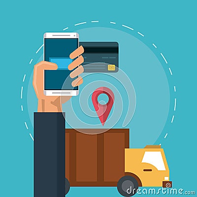 Online mobile payment Vector Illustration