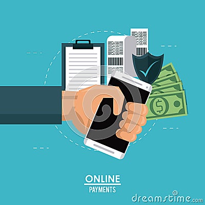 Online mobile payment Vector Illustration