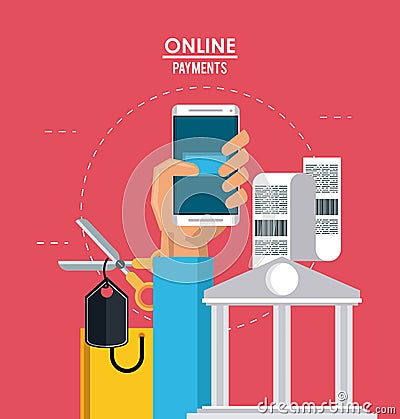 Online mobile payment Vector Illustration