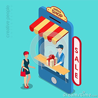 Online mobile shop store sale delivery shopping co Vector Illustration