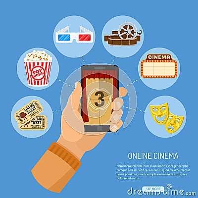 Online movie concept Vector Illustration