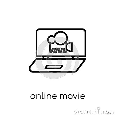 Online movie icon. Trendy modern flat linear vector Online movie Vector Illustration