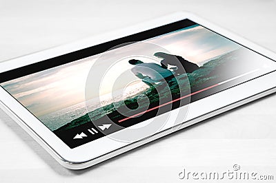 Online movie stream with mobile device Stock Photo