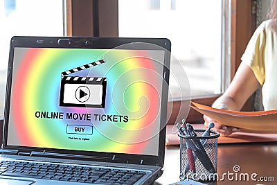 Online movie tickets buying concept on a laptop screen Stock Photo