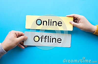 Online and offline for business marketing concepts. technology disruption Stock Photo