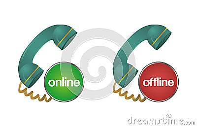 Online, offline, chat, support, help telephone icon Stock Photo