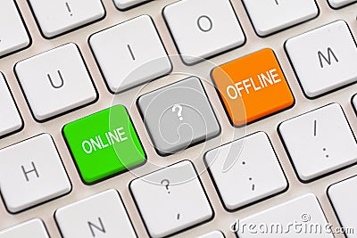 Online or Offline choice on keyboard Stock Photo