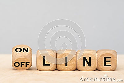 Online and offline printed on cubes Stock Photo