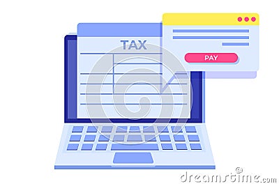 Online Paying taxes, payment, invoice. Financial accounting. Vector Illustration