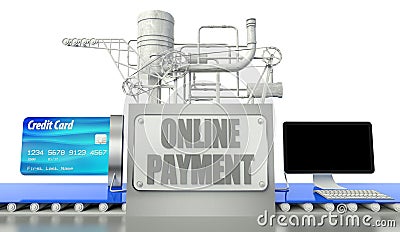 Online payment concept, computer and credit card Stock Photo