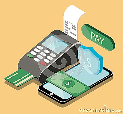 online payment technolohy Vector Illustration