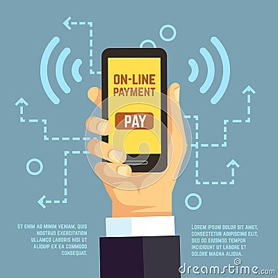 Online payment transfer, mobile pay with smartphone. e banking vector concept Vector Illustration