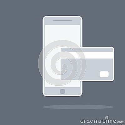 Online payment , transfer NFC payment line icon Vector Illustration