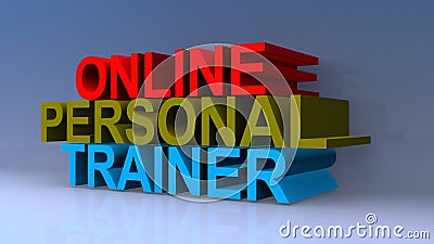 Online personal trainer on blue Stock Photo