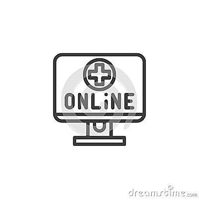 Online pharmacy line icon Vector Illustration