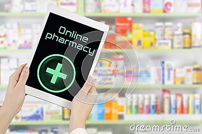 Online pharmacy , ordering medicines online Stock Photo