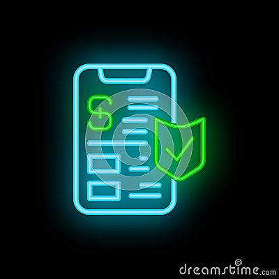 Online phone insurance icon neon vector Vector Illustration