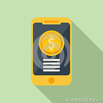 Online phone money icon flat vector. Smart app Vector Illustration