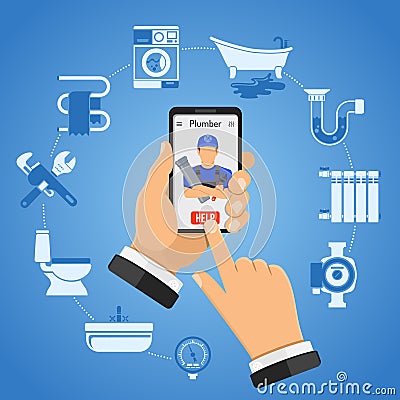 Online Plumbing Service Concept Vector Illustration