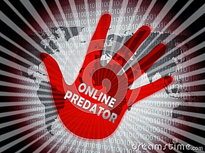 Online Predator Stalking Against Unknown Victim 2d Illustration Stock Photo