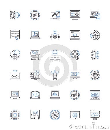 Online presence line icons collection. Visibility, Reach, Identity , Branding, Content, Persona, Traffic vector and Vector Illustration