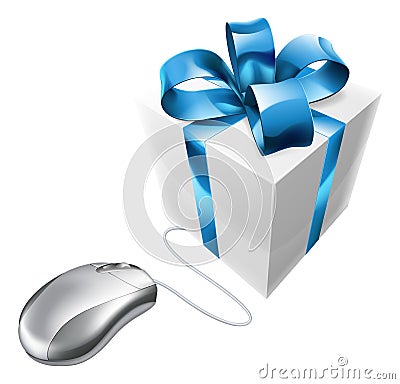 Online present gift mouse concept Vector Illustration