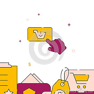 Online purchase smartphone filled line icon, simple vector illustration Vector Illustration