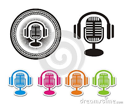 Online radio icons Vector Illustration