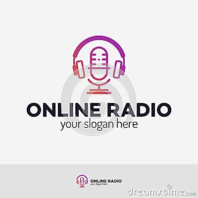 Online radio logo set Vector Illustration