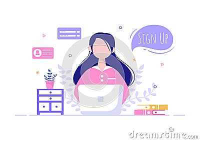 Online Registration or Sign Up Login for Account on Smartphone App. User interface with Secure Password Mobile Application, for UI Vector Illustration
