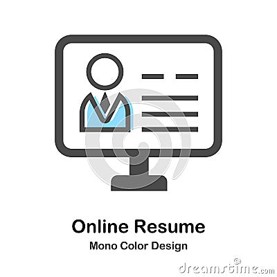 Online Resume Mono Color Illustration Vector Illustration