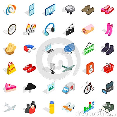 Online retailer icons set, isometric style Vector Illustration