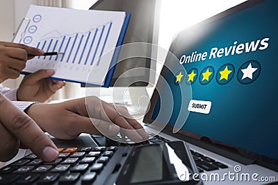 Online Reviews Evaluation time for review Inspection Assessment Stock Photo